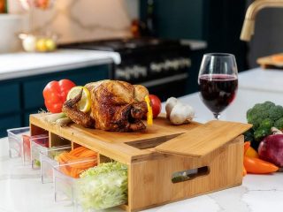 Cutting board with container