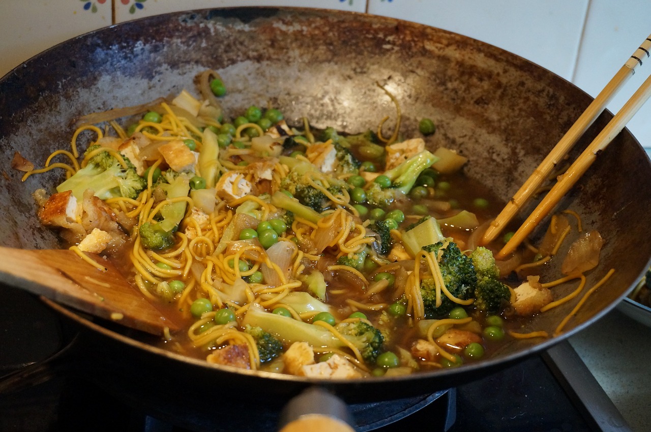 Cooking with a wok